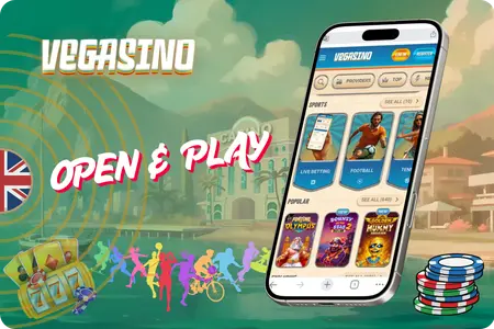 Vegasino site running in mobile browser view